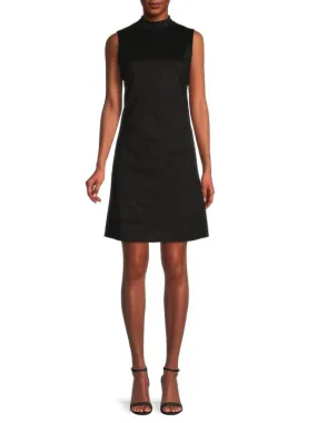 Donna Karan Shift Dress with Stand Collar, Black