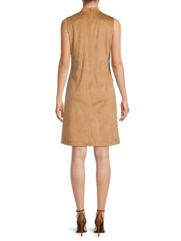 Donna Karan Shift Dress with Stand Collar, Black