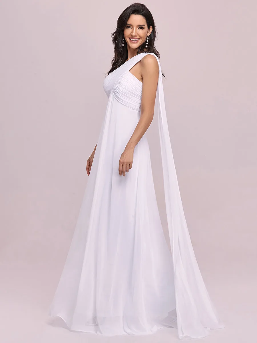 Elegant Pleated A-Line Floor Length One Shoulder Sleeveless Wholesale Bridesmaids Dress