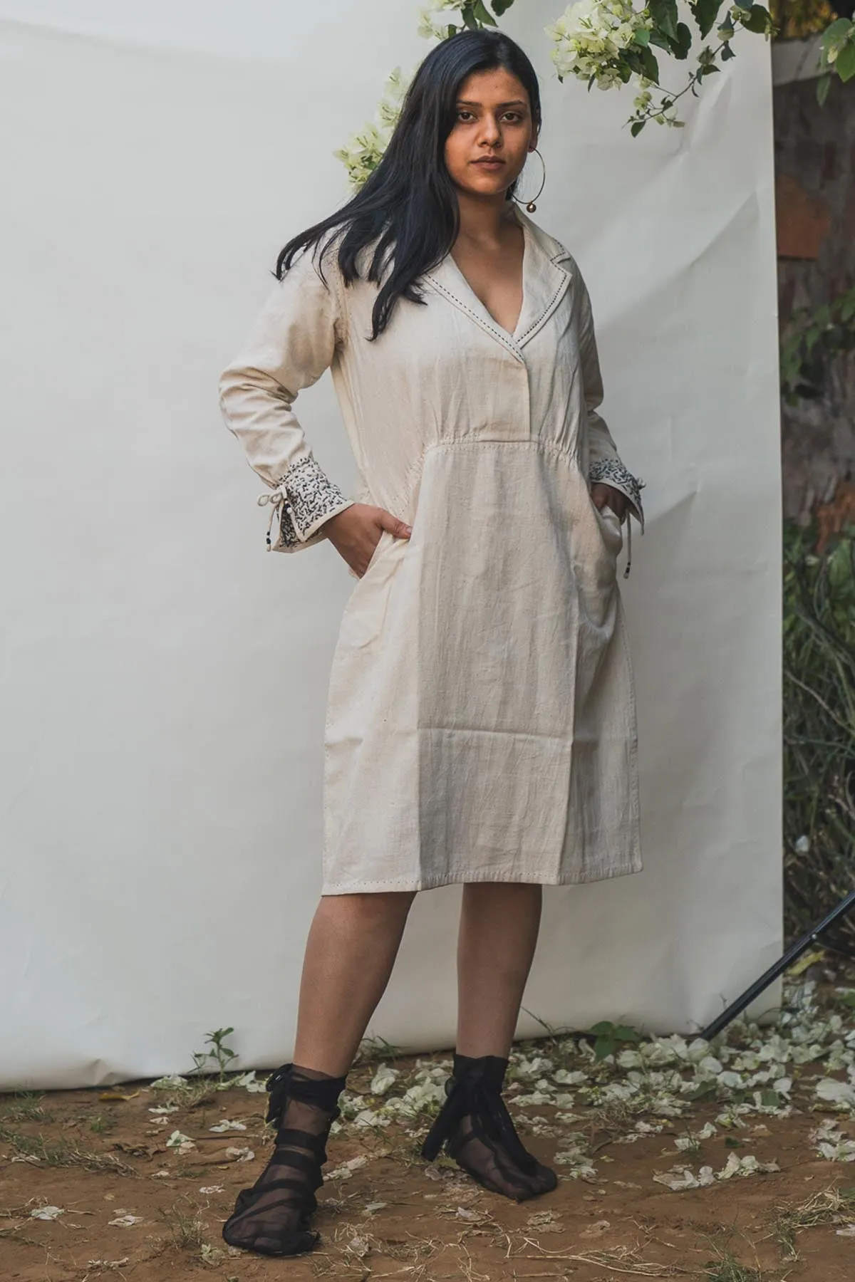 Embroidered Gathered Dress