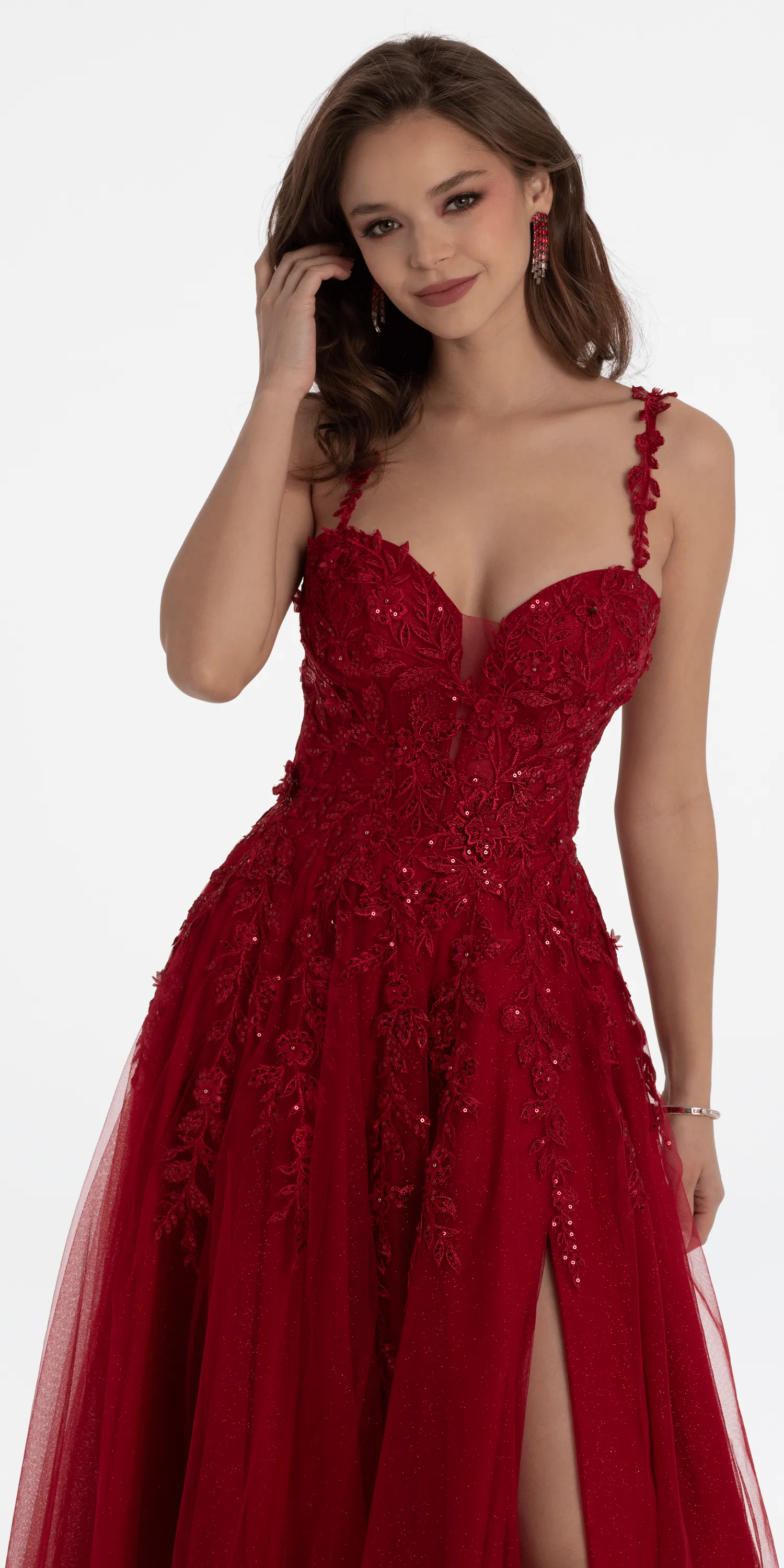Embroidered Sweetheart Tulle Ballgown with Side Slit