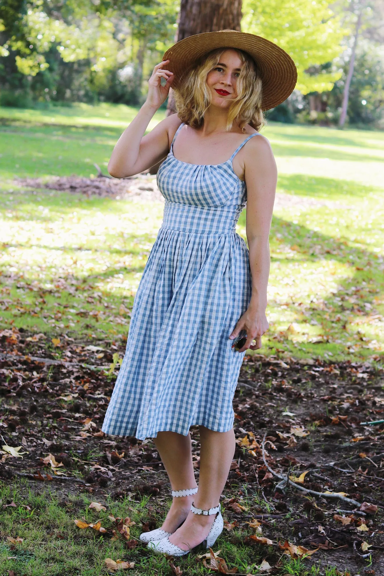 Enid India Blue Check Dress