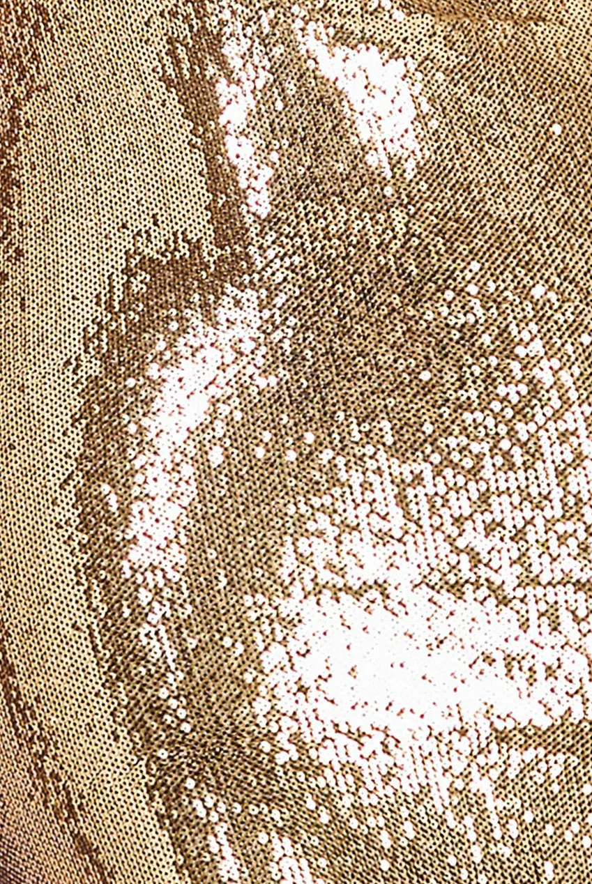 Goddiva Liquid Sequin Corsage Maxi Dress - Gold