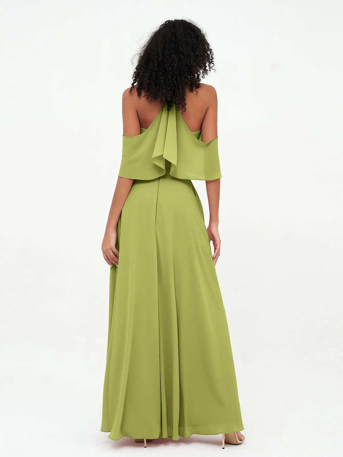 Halter Off the Shoulder Max Dresses with Pockets-Clover