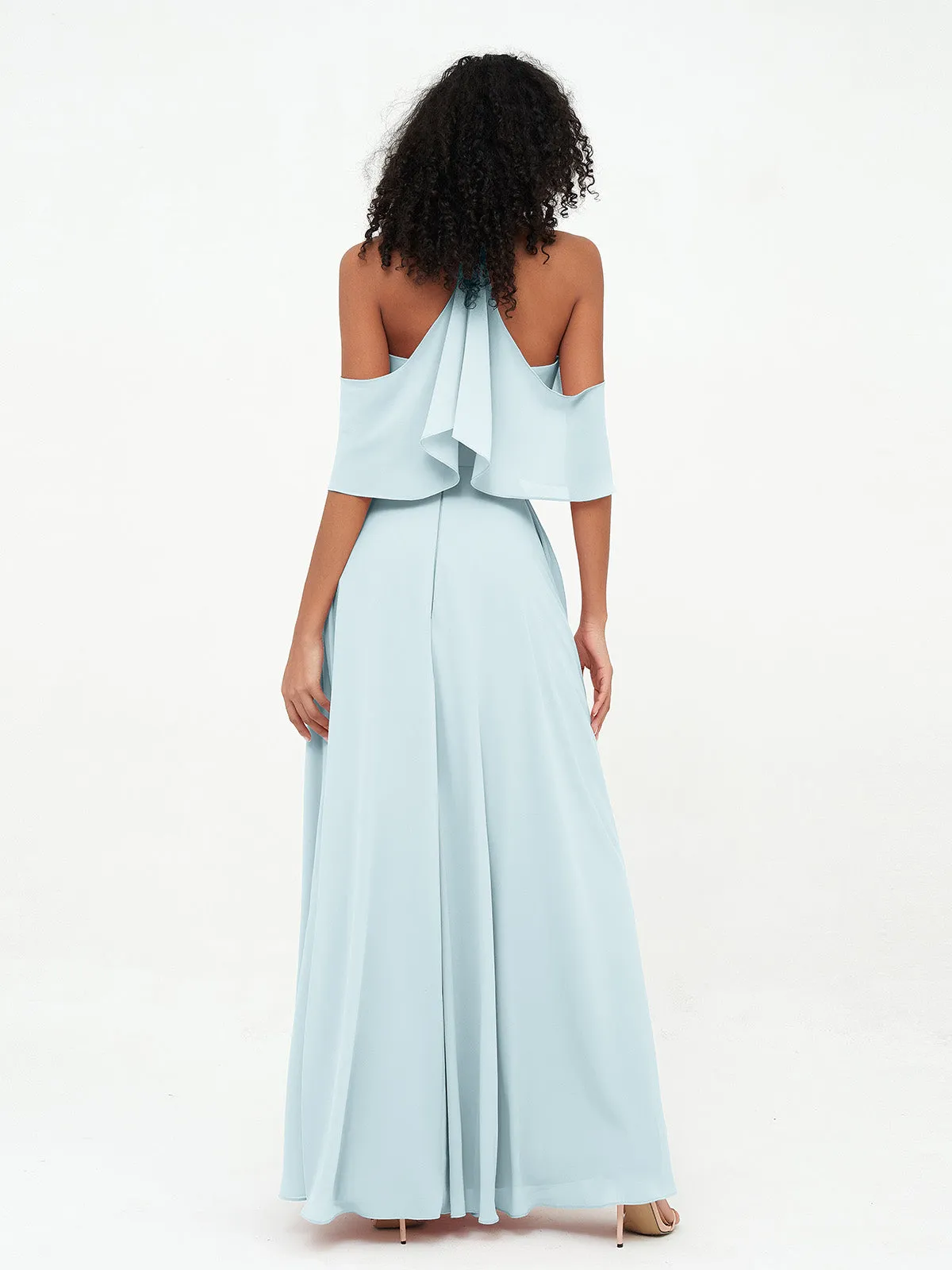 Halter Off the Shoulder Max Dresses with Pockets-Mist Plus Size