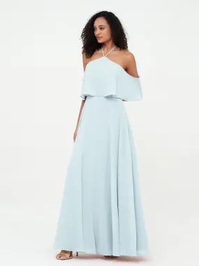 Halter Off the Shoulder Max Dresses with Pockets-Mist Plus Size