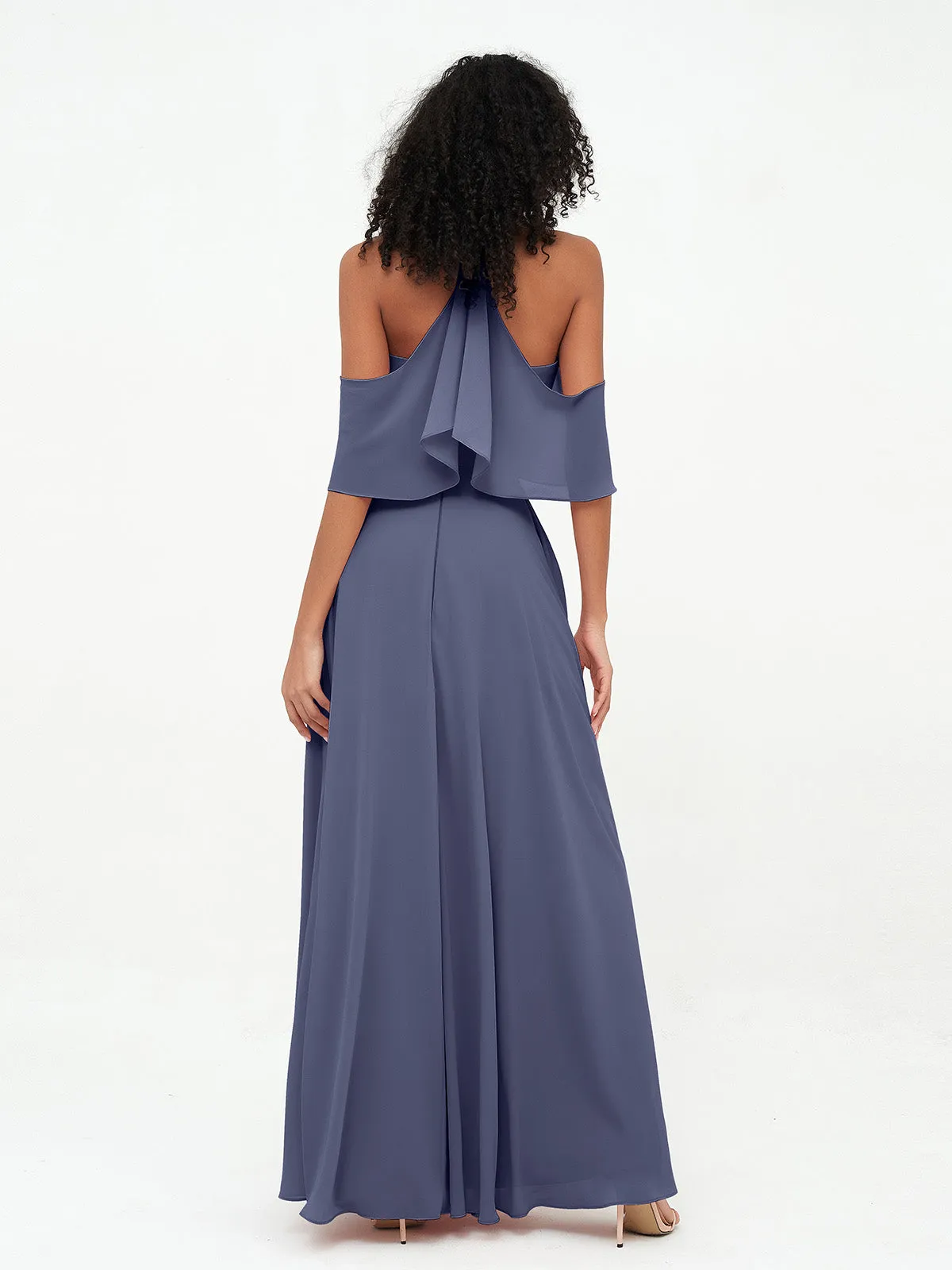 Halter Off the Shoulder Max Dresses with Pockets-Stormy Plus Size