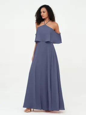 Halter Off the Shoulder Max Dresses with Pockets-Stormy Plus Size