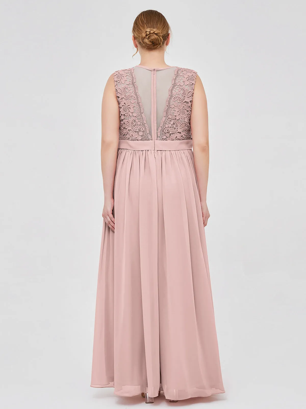Illusion Neck Chiffon and Lace Dresses Clearance