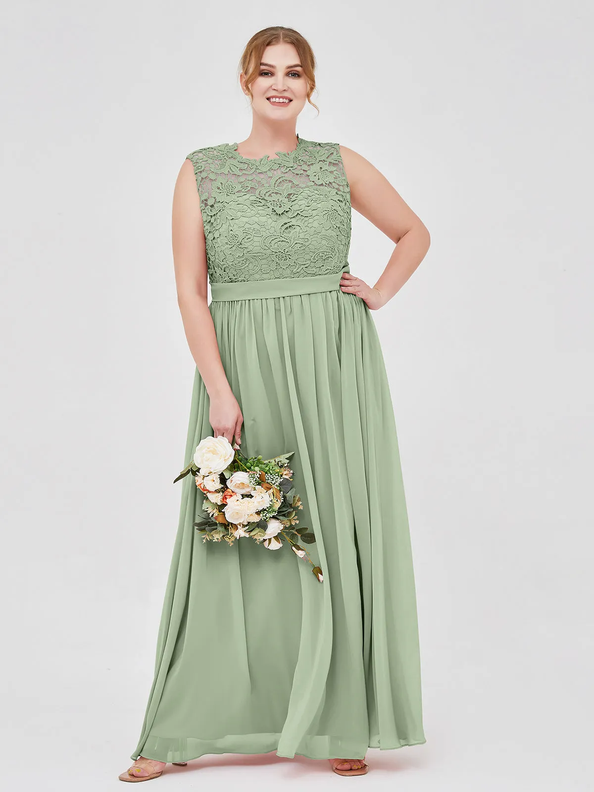 Illusion Neck Chiffon and Lace Dresses Clearance