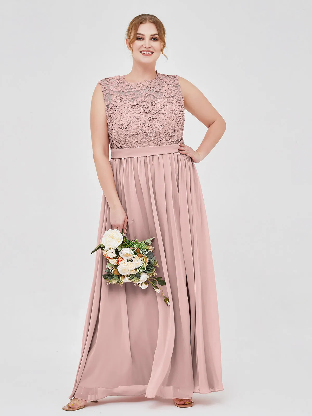 Illusion Neck Chiffon and Lace Dresses Clearance