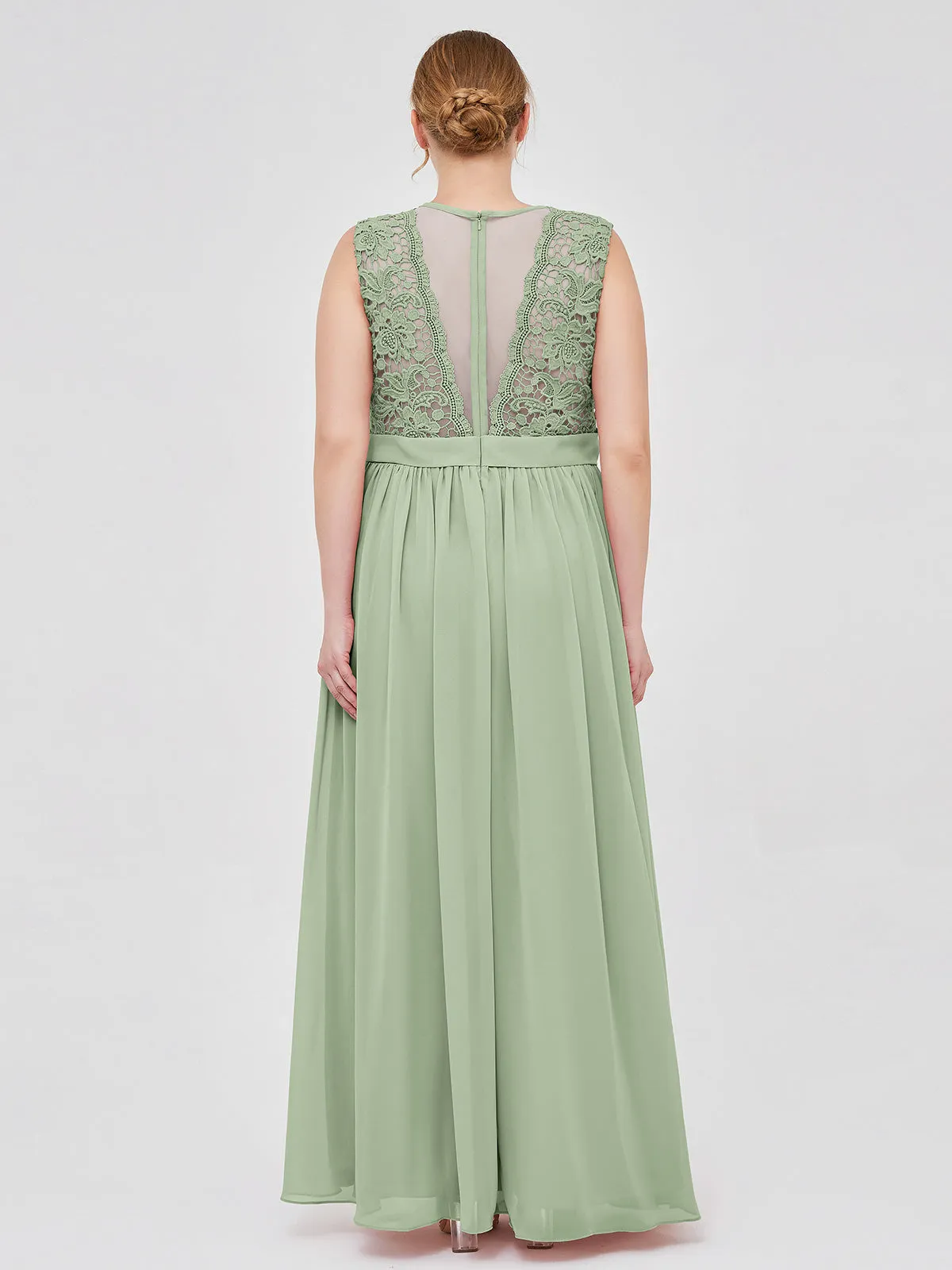 Illusion Neck Chiffon and Lace Dresses Clearance