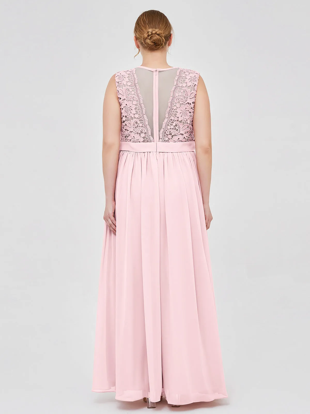 Illusion Neck Chiffon and Lace Dresses Clearance