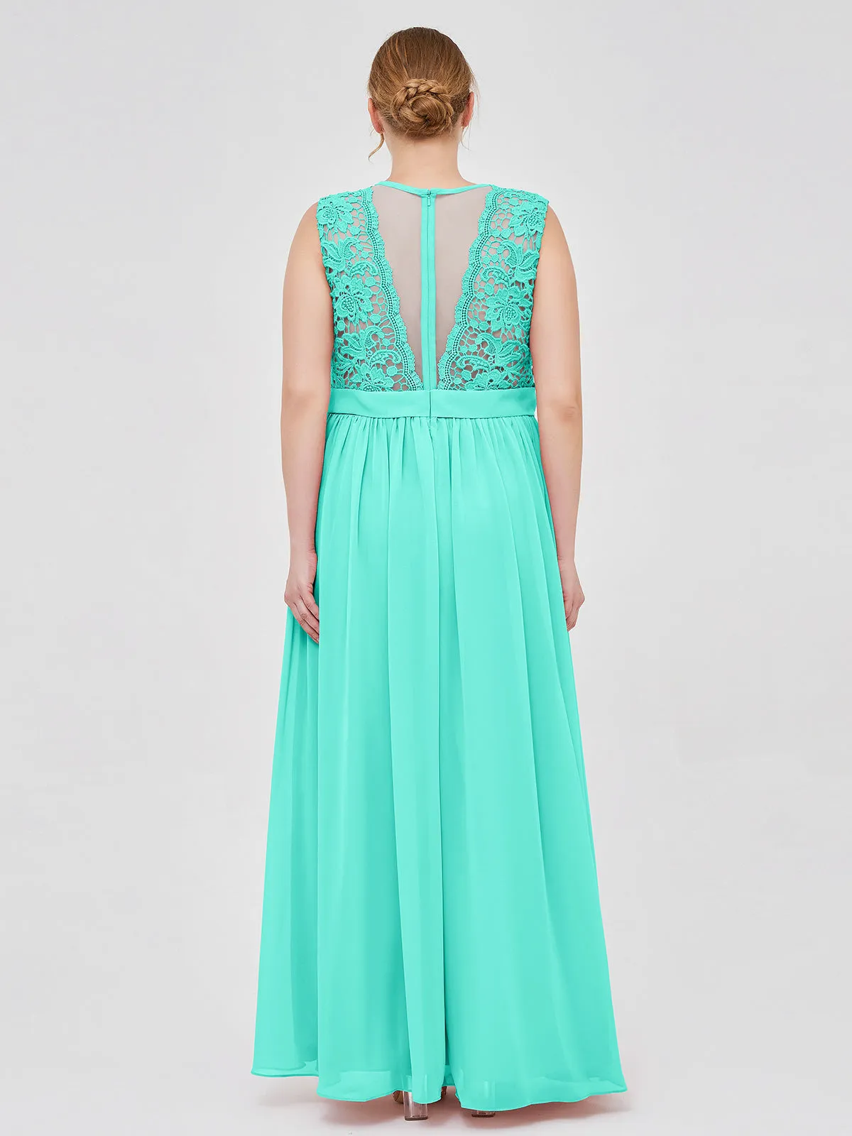 Illusion Neck Chiffon and Lace Dresses Clearance