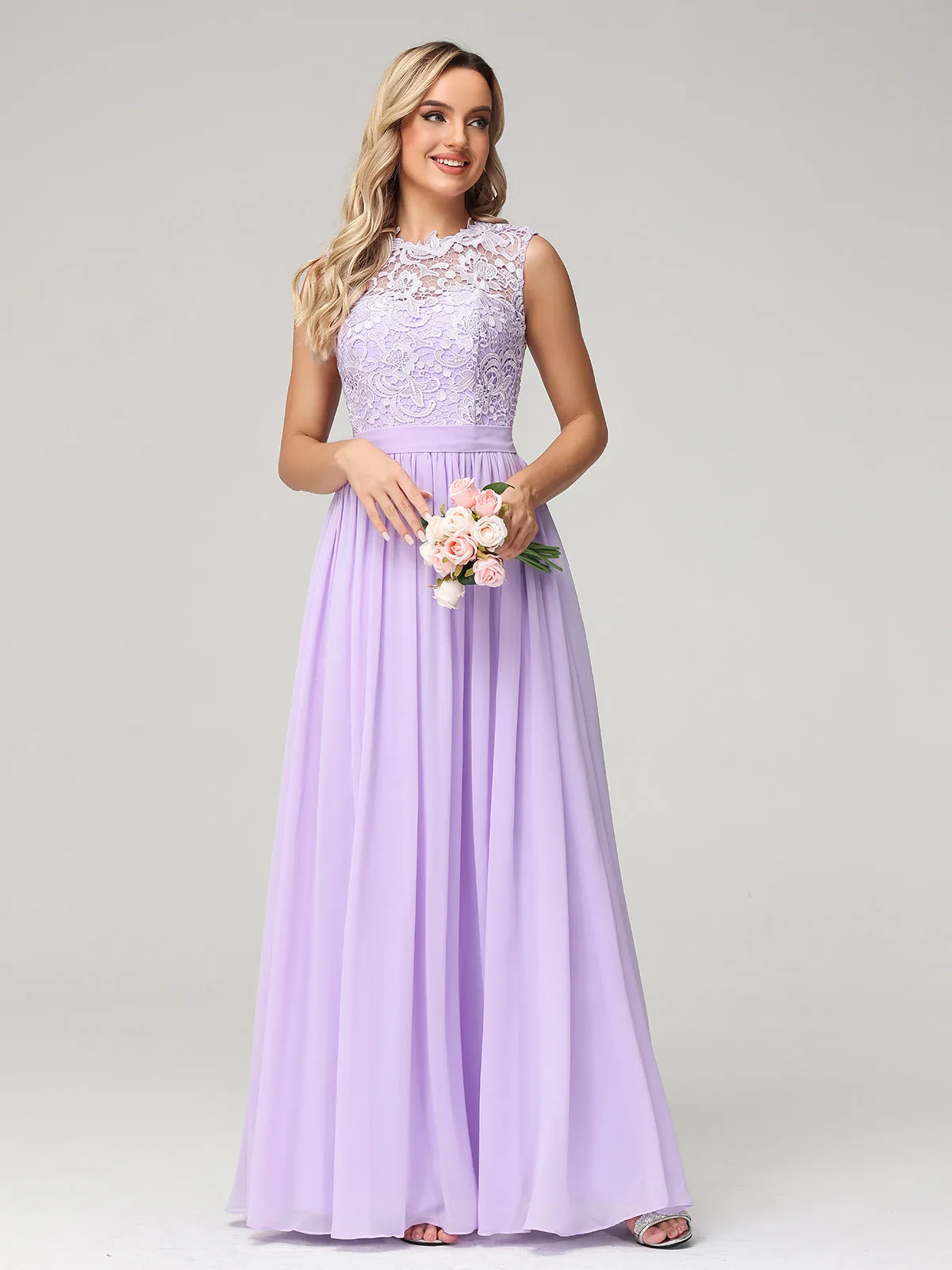 Illusion Neck Chiffon and Lace Dresses Clearance