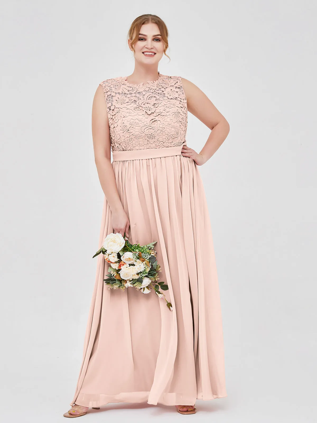 Illusion Neck Chiffon and Lace Dresses Clearance