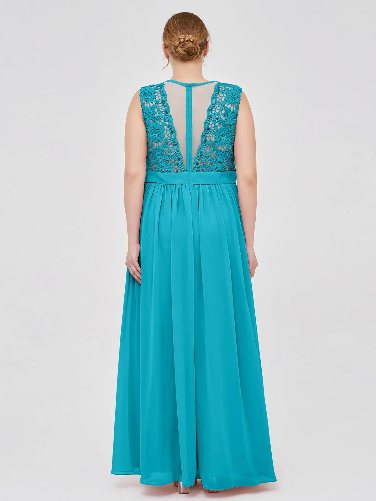 Illusion Neck Chiffon and Lace Dresses Clearance