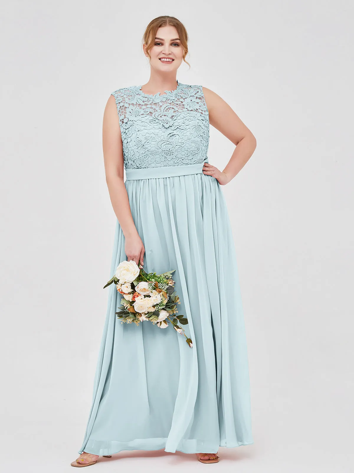 Illusion Neck Chiffon and Lace Dresses Clearance