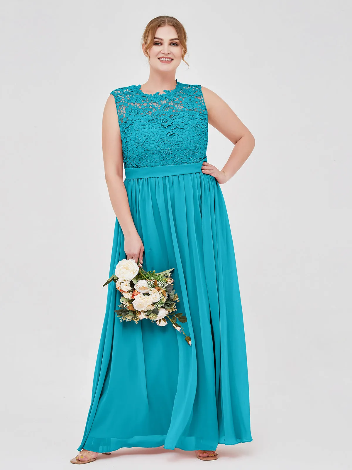 Illusion Neck Chiffon and Lace Dresses Clearance