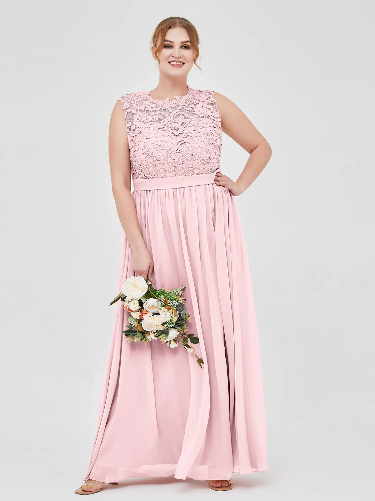 Illusion Neck Chiffon and Lace Dresses Clearance