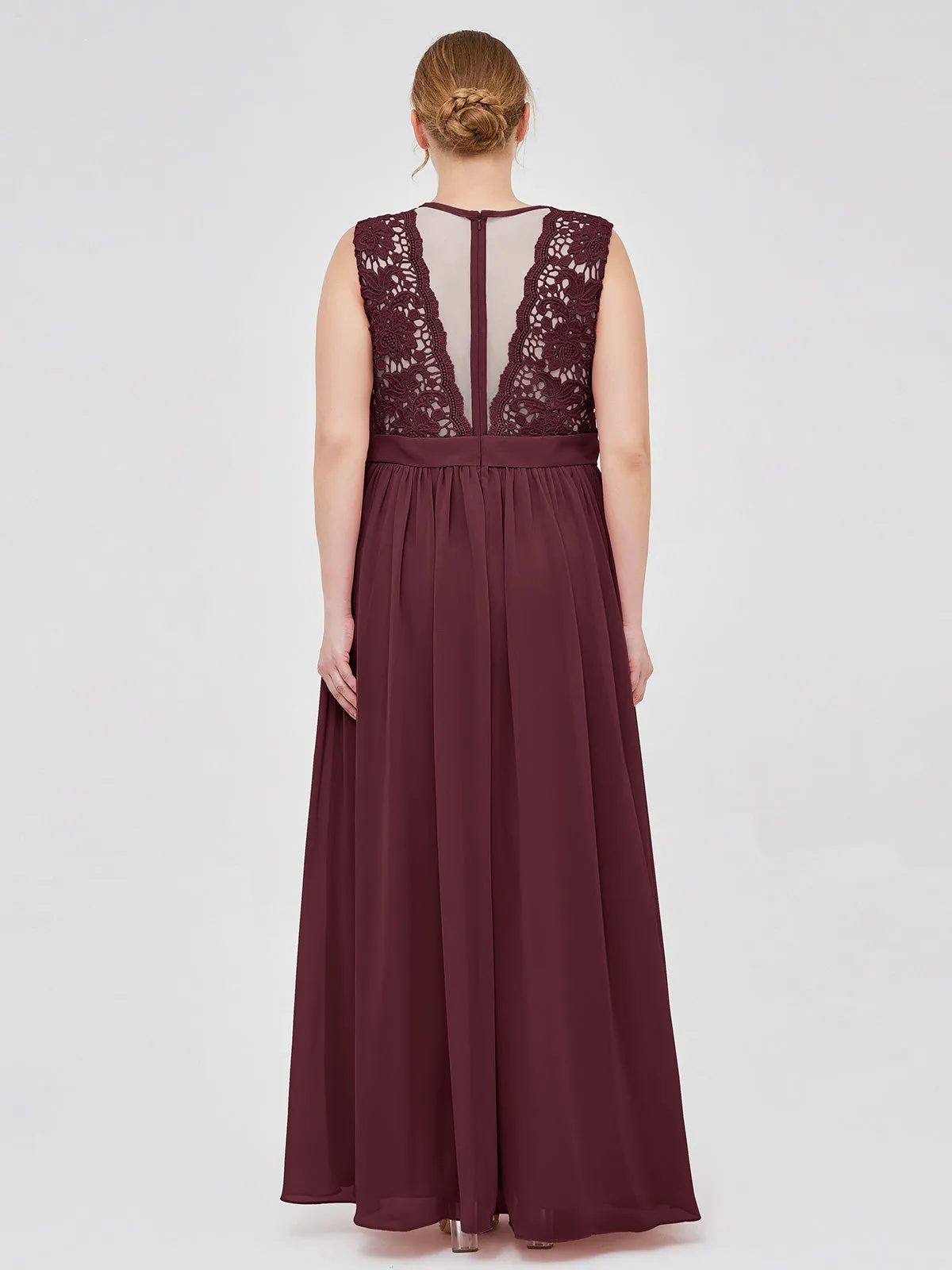 Illusion Neck Chiffon and Lace Dresses Clearance