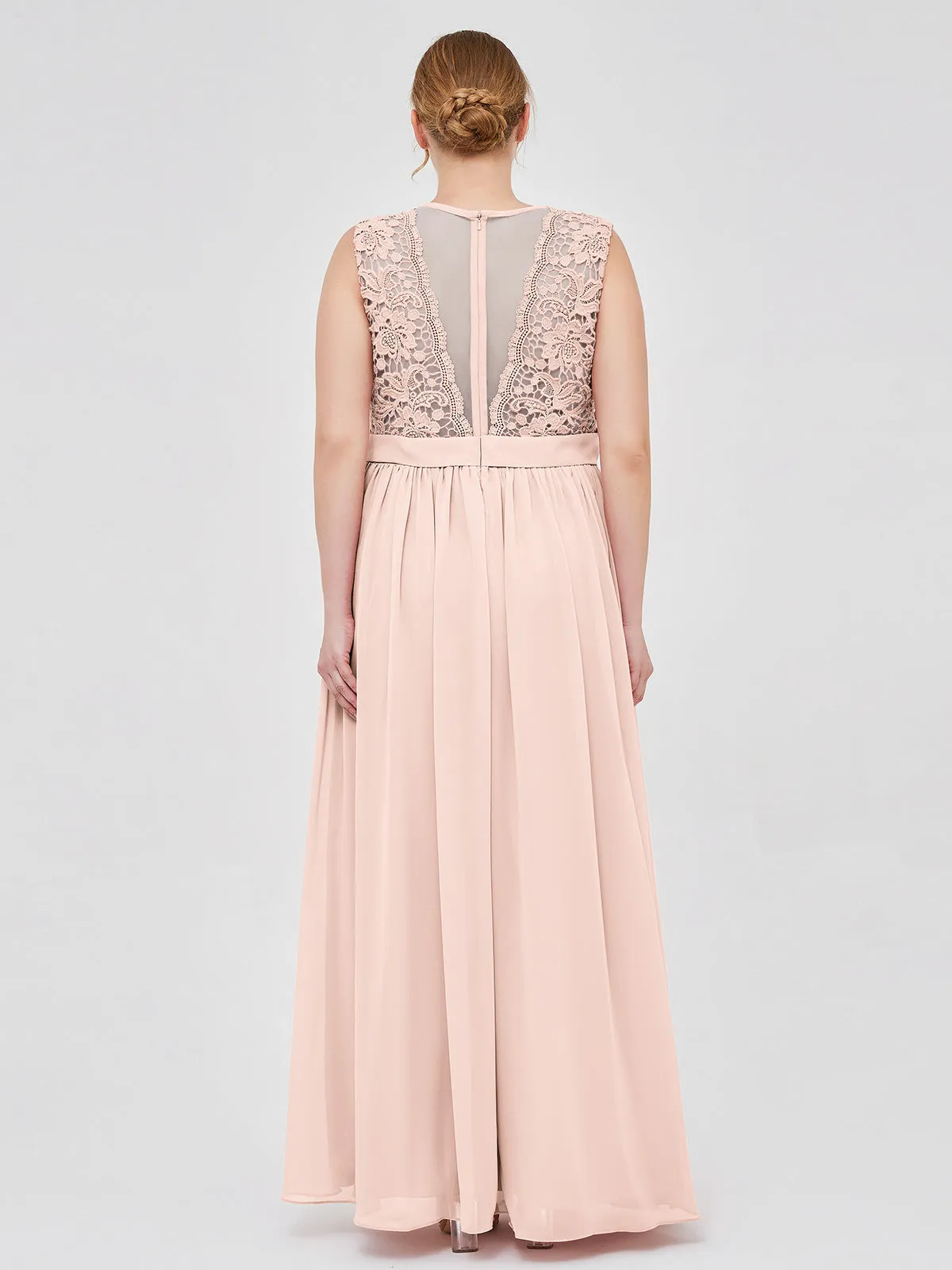 Illusion Neck Chiffon and Lace Dresses Clearance