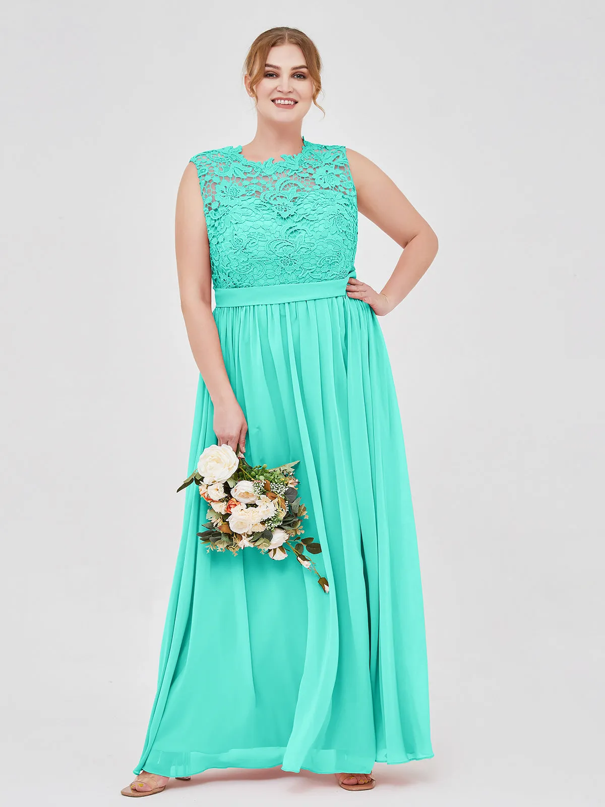 Illusion Neck Chiffon and Lace Dresses Clearance