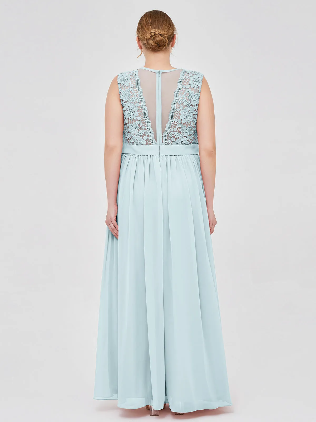 Illusion Neck Chiffon and Lace Dresses Clearance