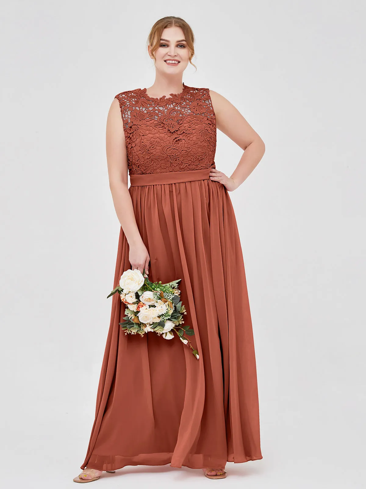 Illusion Neck Chiffon and Lace Dresses Clearance