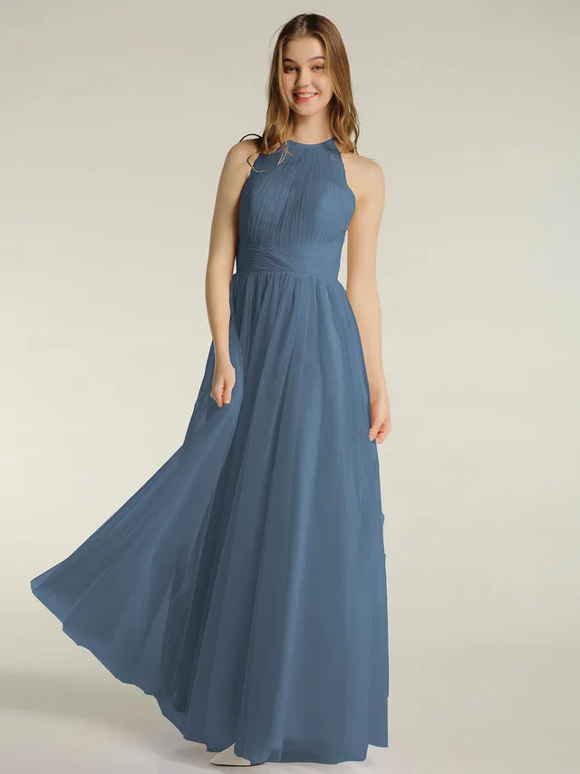 Illusion Neck Corss Waist Tulle Dresses Clearance