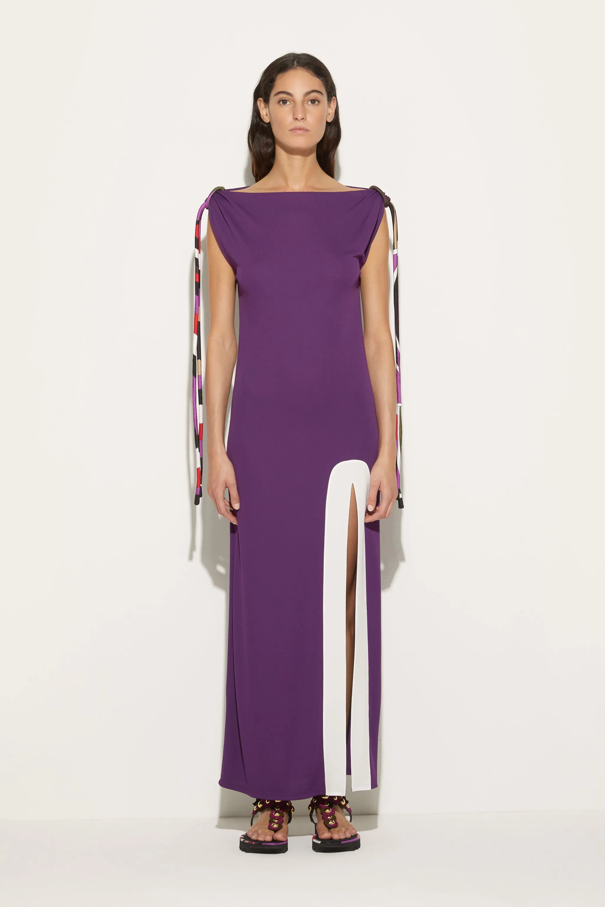 Iride-Print Long Dress