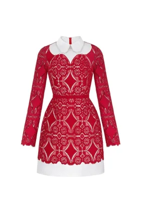 Isabella A-line Long Sleeved Lace Mini Dress