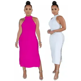 Ivy Women's Sexy Ruched Bodycon Mini Dress Long Sleeve Cocktail Party Dresses (Pink)