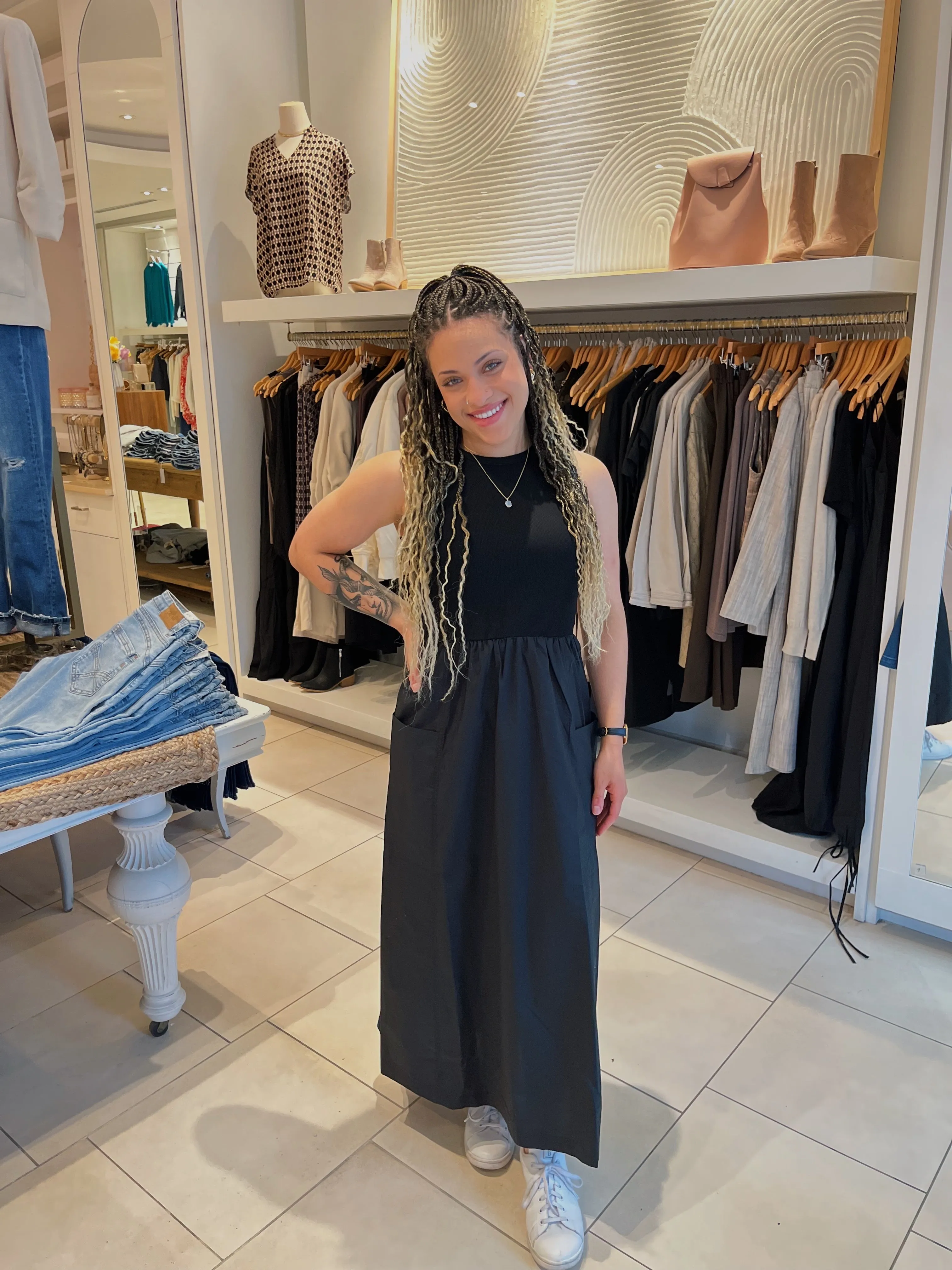JERSEY MIXED COTTON MAXI DRESS