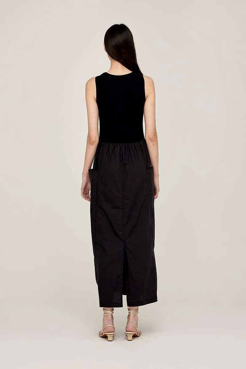 JERSEY MIXED COTTON MAXI DRESS