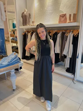 JERSEY MIXED COTTON MAXI DRESS