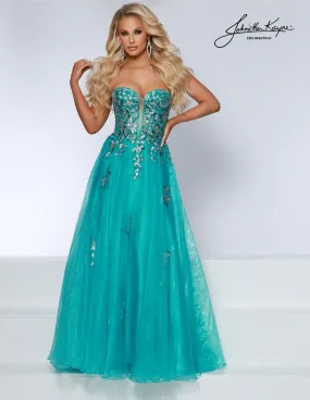 Johnathan Kayne 2809 Long Prom Dress Sheer Sequin Corset Formal Pageant Gown A-Line