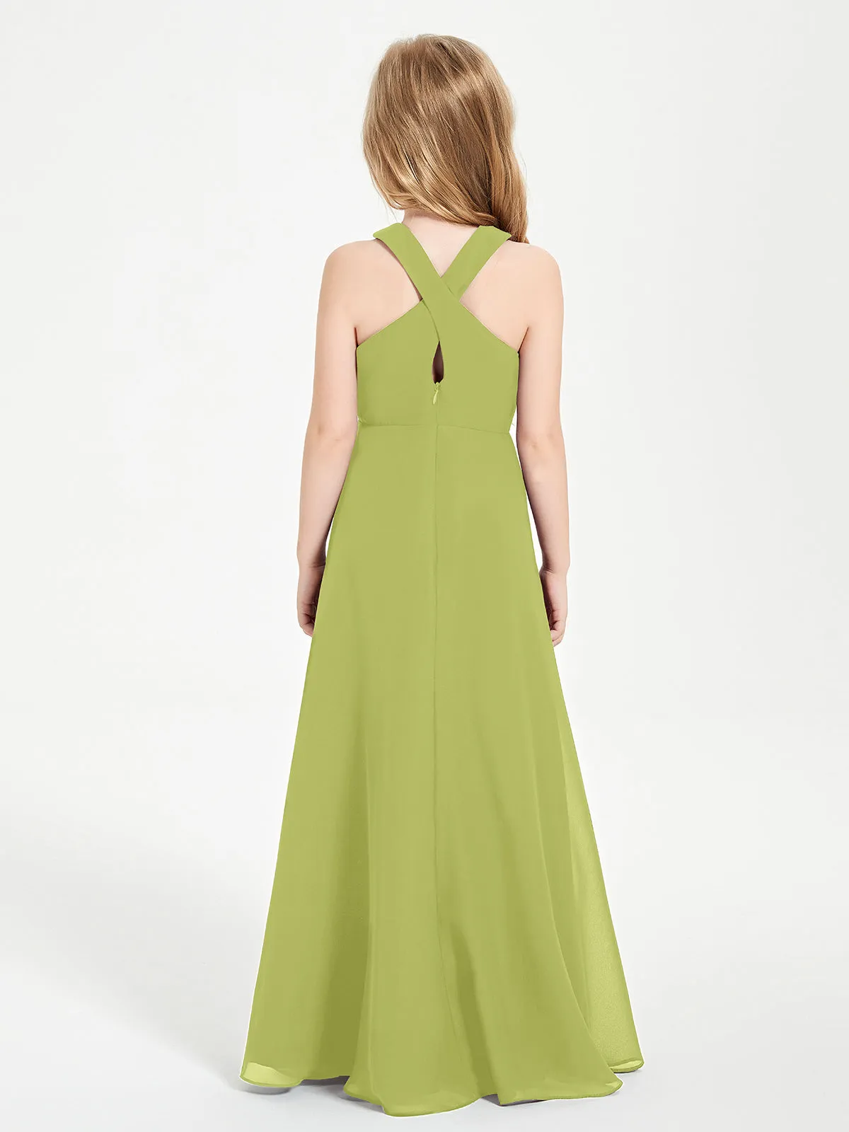 Junior Bridesmaid Dresses Grecian Neckline Floor Length Clover
