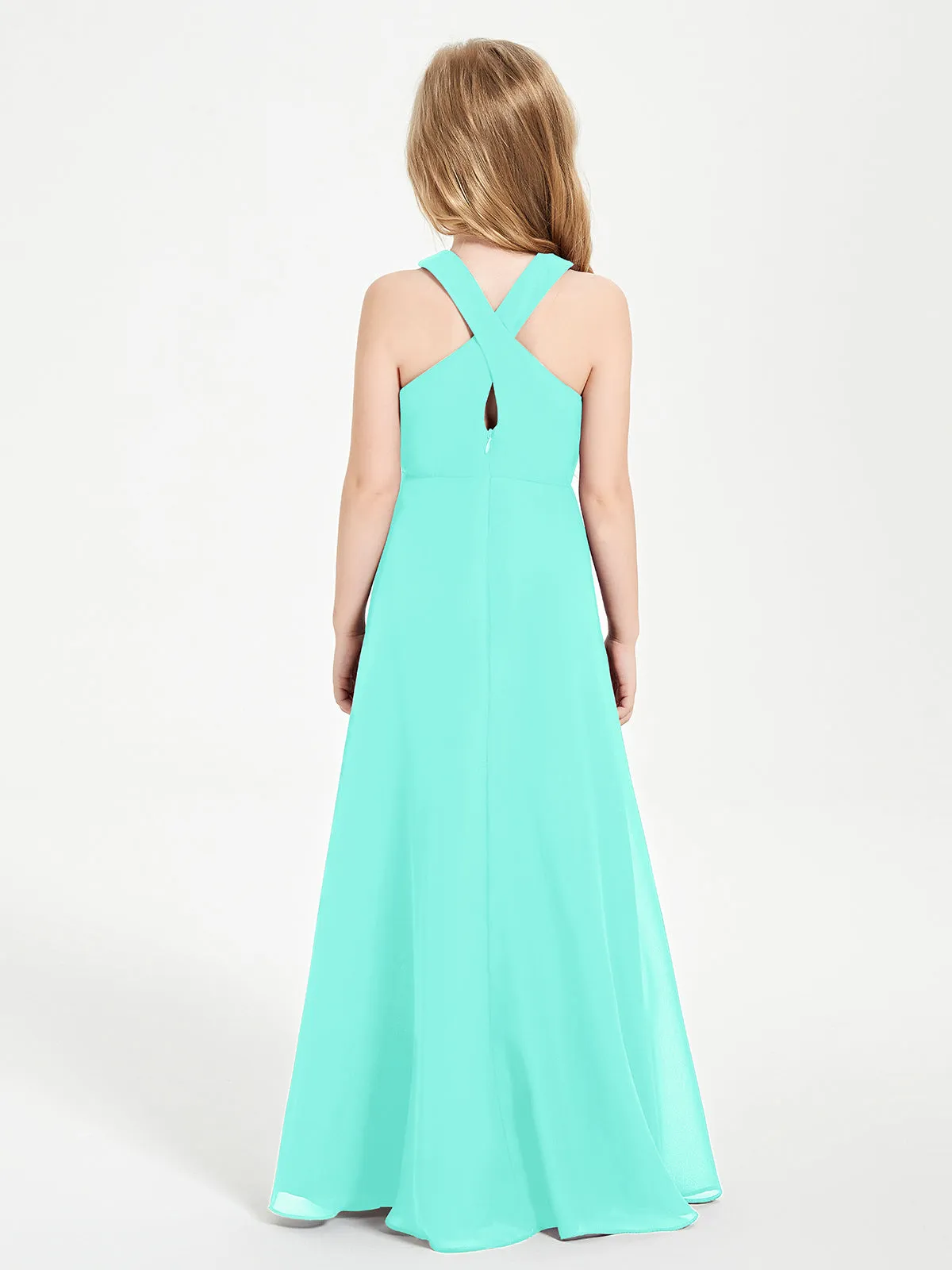 Junior Bridesmaid Dresses Grecian Neckline Floor Length Spa