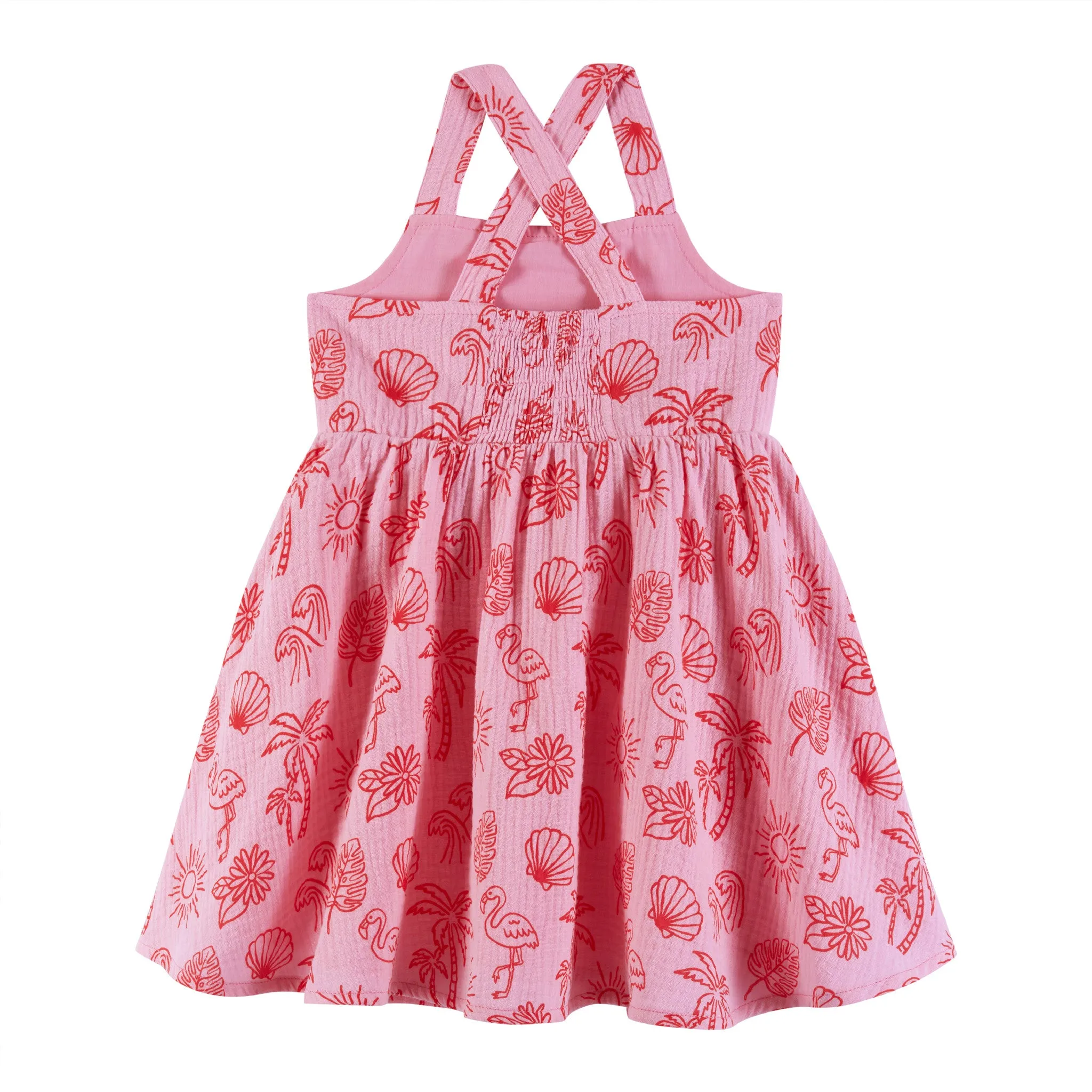 Kids (2-6x) Pink Tropical Icon Printed Gauze Dress | Pink
