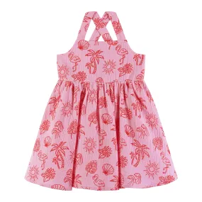 Kids (2-6x) Pink Tropical Icon Printed Gauze Dress | Pink