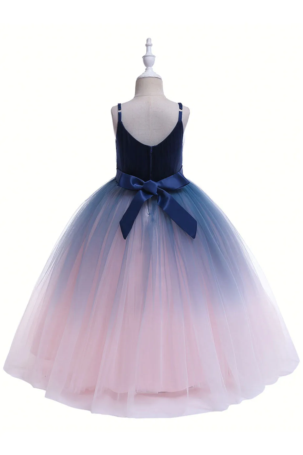 Kids Girls Spectacular Strap Neck Sleeveless Solid Pattern Lovely Fluffy Skirt Dress - KGD116592