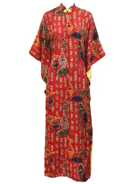 Kuhio 50s Hawaiian Red Rayon Pake Muu