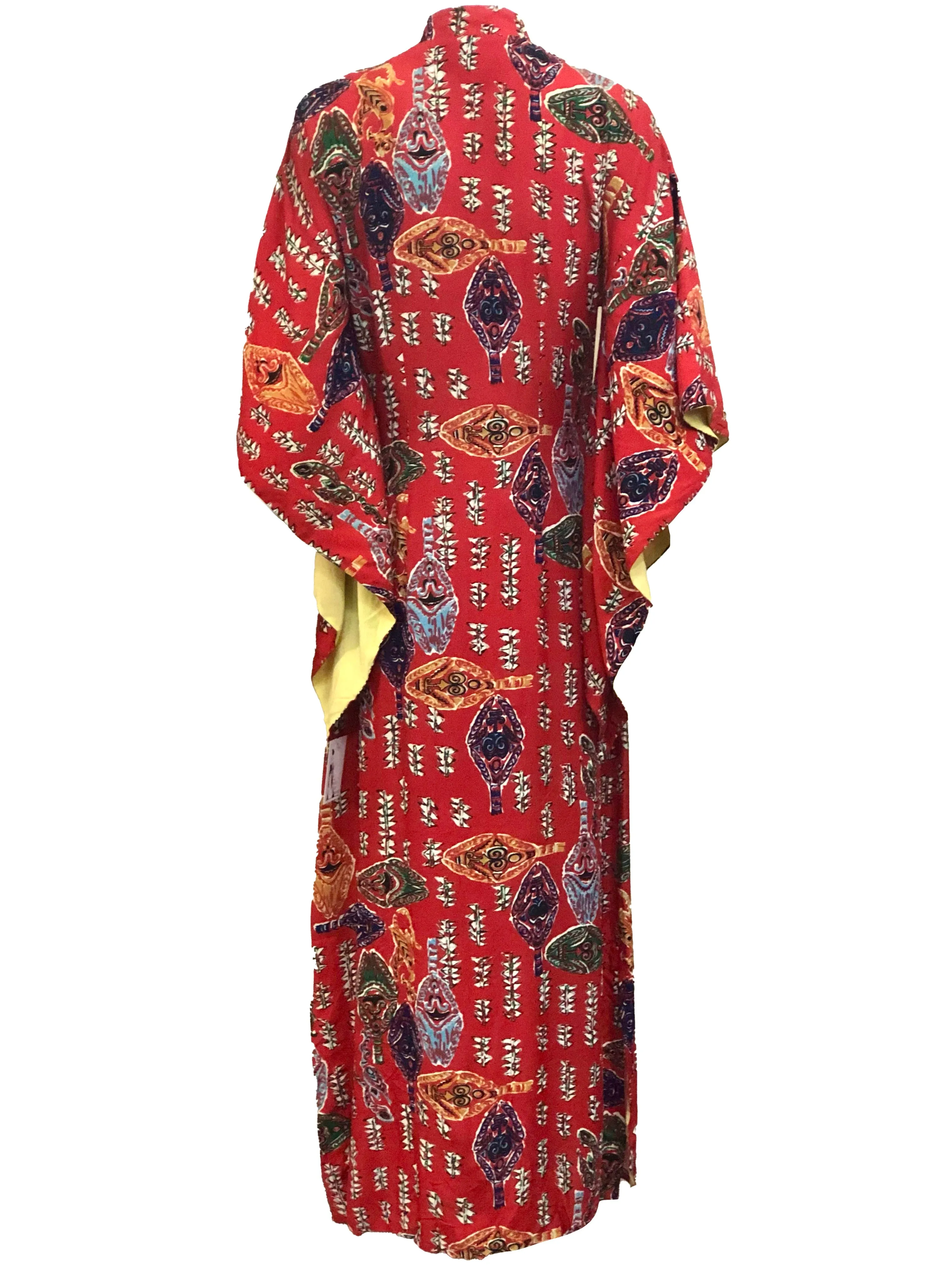 Kuhio 50s Hawaiian Red Rayon Pake Muu