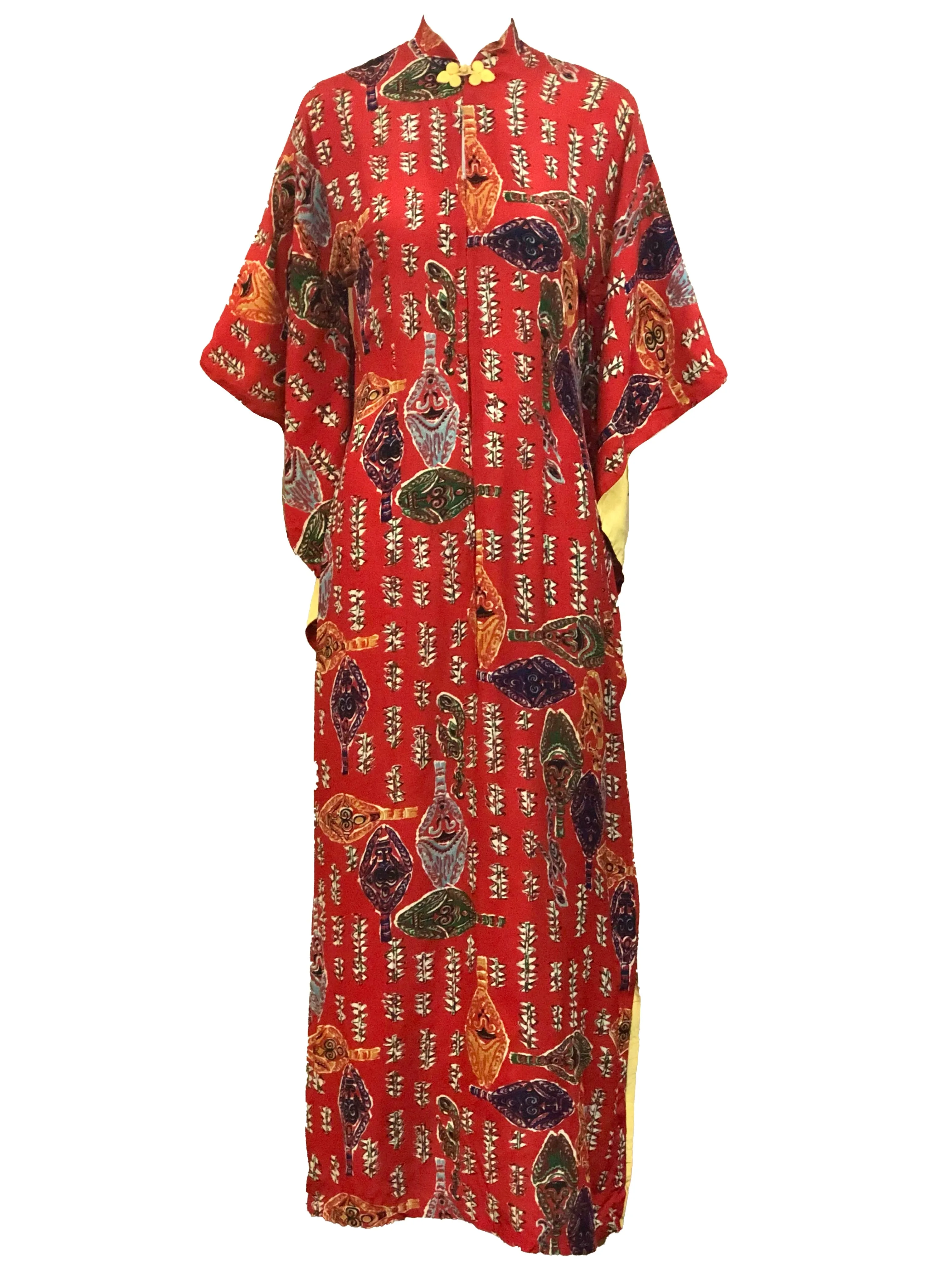 Kuhio 50s Hawaiian Red Rayon Pake Muu