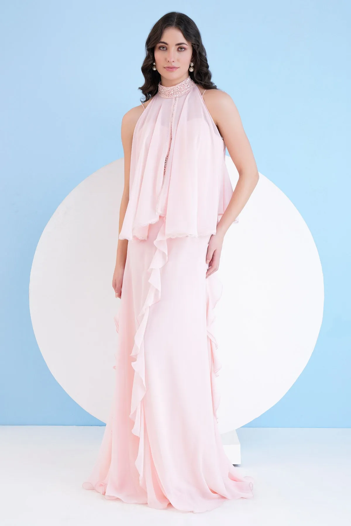 Light Pink Long Dress & Cape