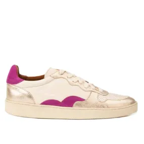 Lisa Cream/Purple | Leather sneaker