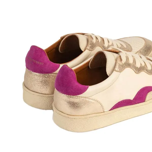 Lisa Cream/Purple | Leather sneaker