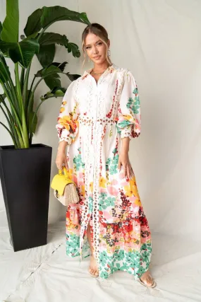 Long Bell Sleeve With Buttoned Cuffs Cocktail Dress