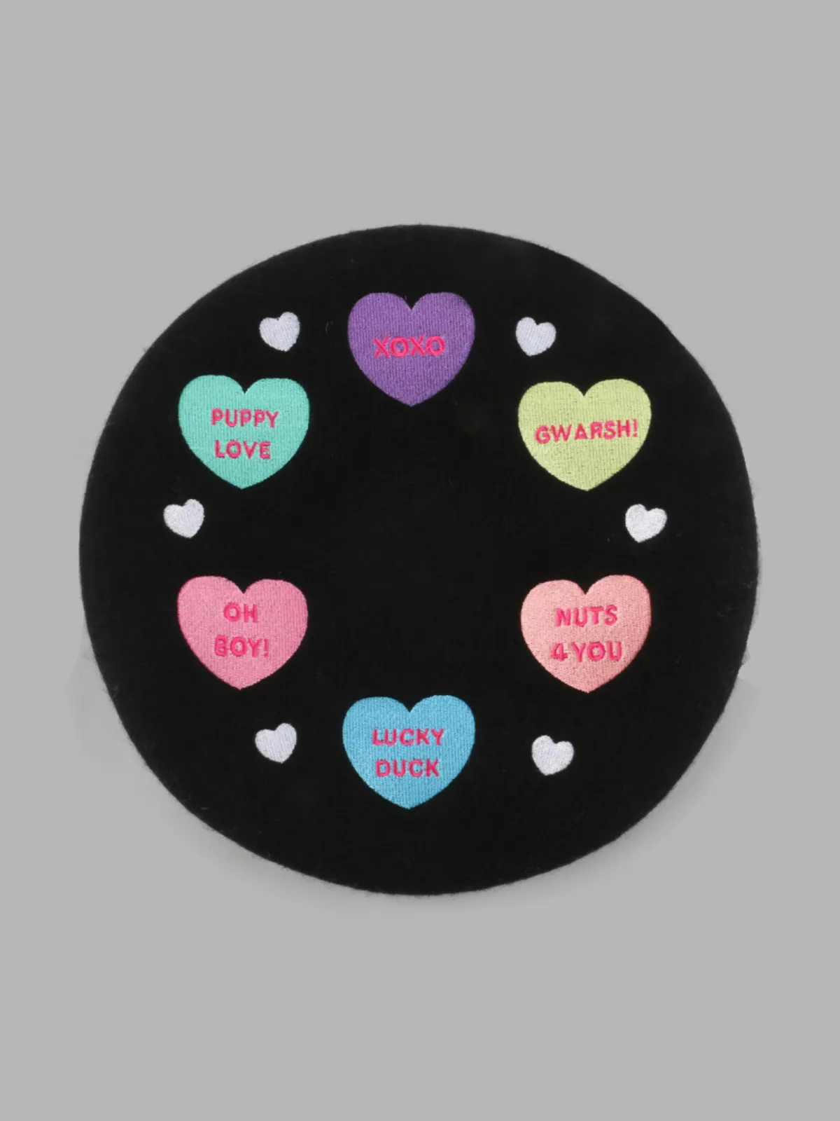 Lots Of Love Embroidered Wool Beret Hat